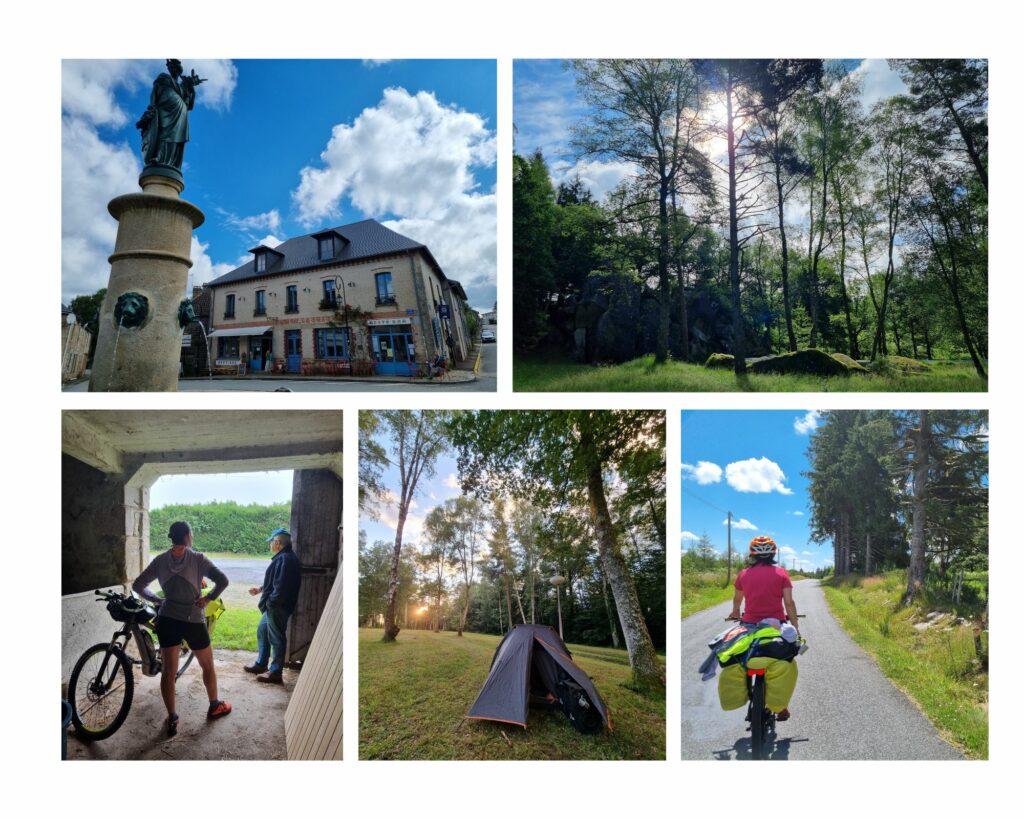 des arrêts sur la véloroute V87 en Creuse, avec paysages naturels et architecture